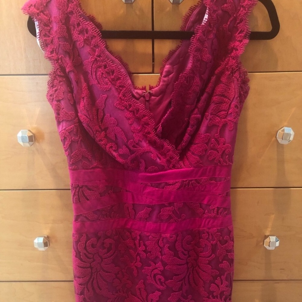 Tadashi Shoji Embroidered Lace Sheath formal Dress - Picture 3 of 4